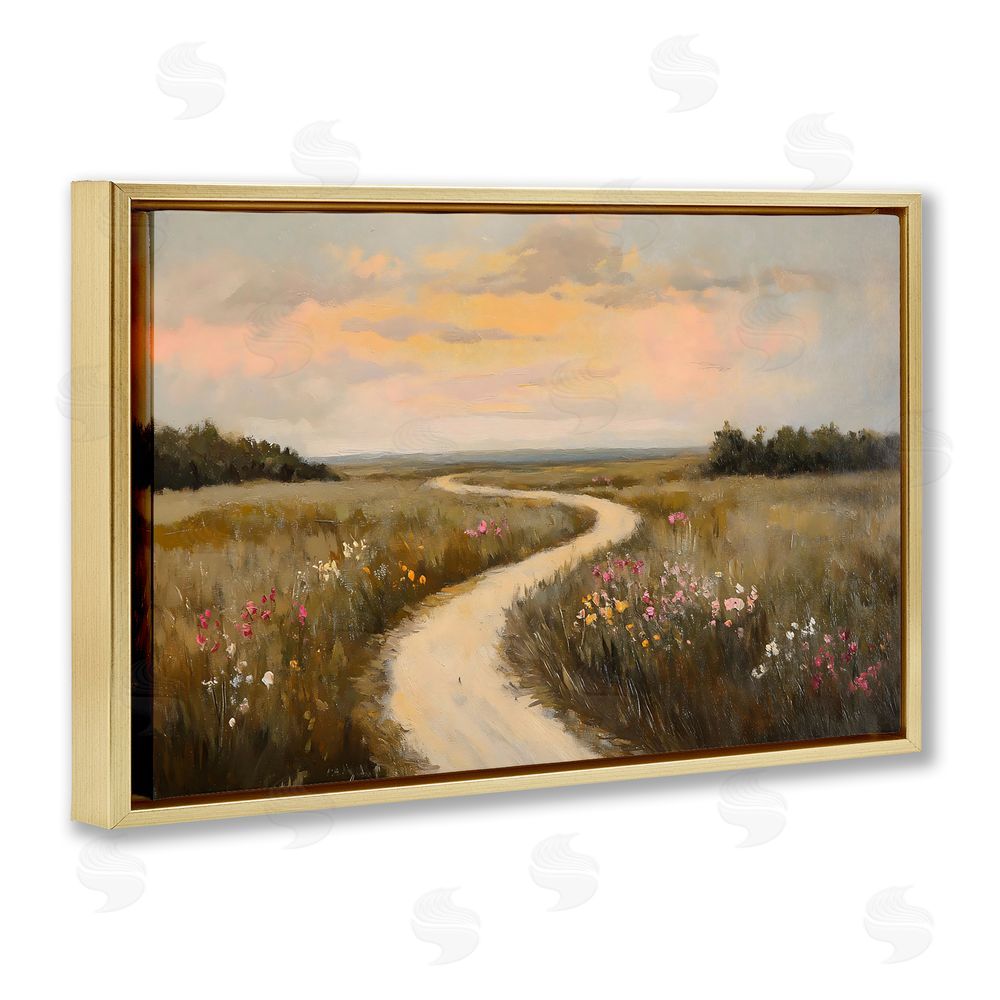Franklyn Gregory Path To Sunset View Gold Floating Frame Canvas Wall Art Print