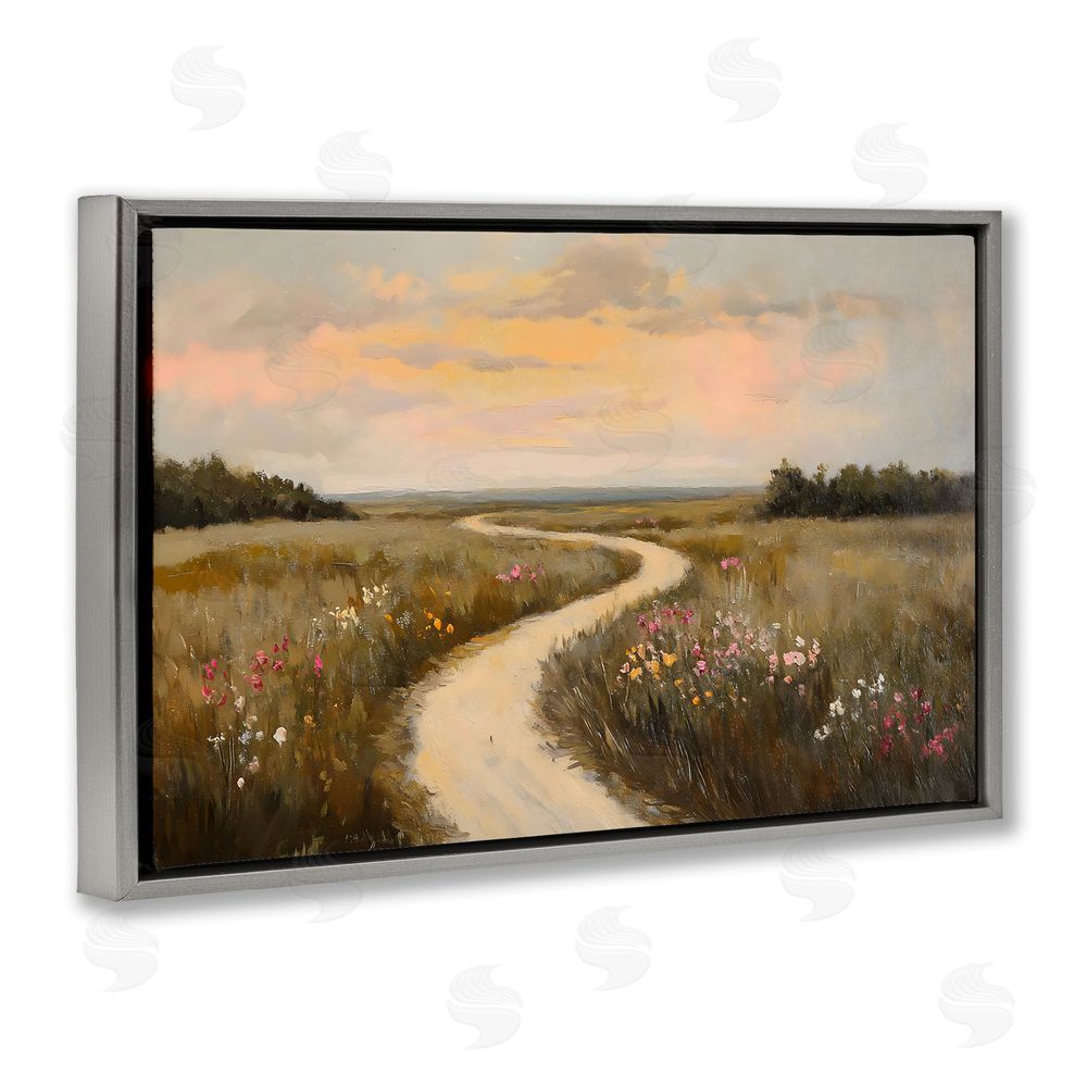Franklyn Gregory Path To Sunset View Gray Floating Frame Canvas Wall Art Print