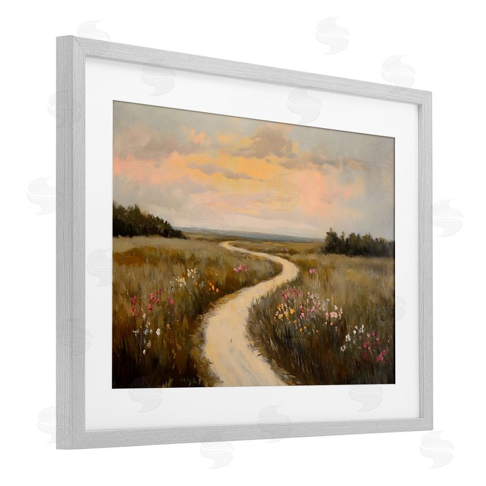 Franklyn Gregory Path To Sunset View Gray Framed Print Under Glass with White Mat Wall Art