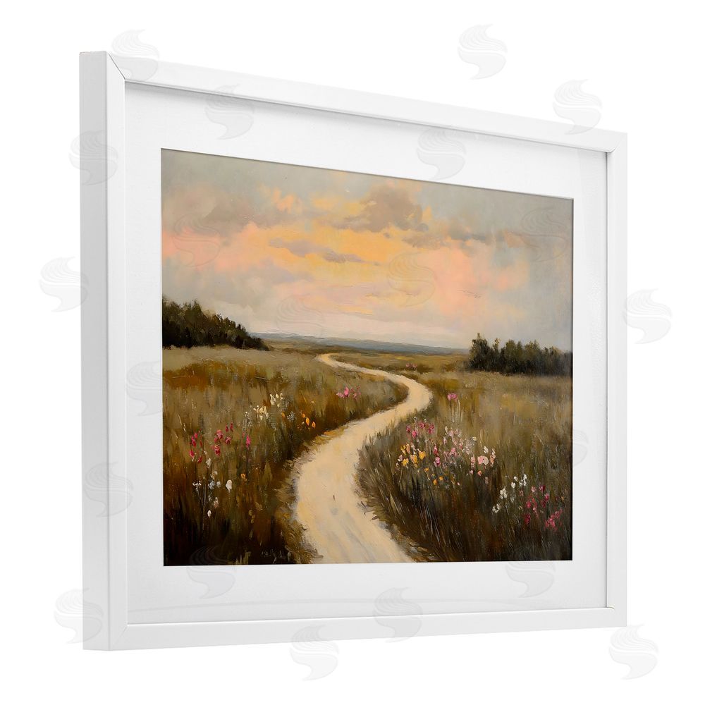 Franklyn Gregory Path To Sunset View White Framed Print Under Glass with Mat Wall Art