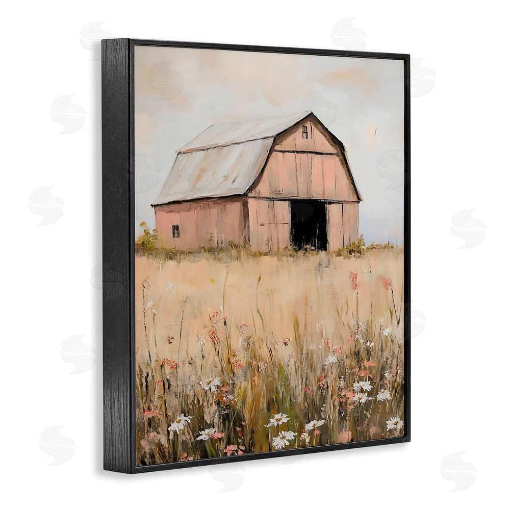 Franklyn Gregory Peachy Barn Landscape Black Framed Giclee Wall Art Print