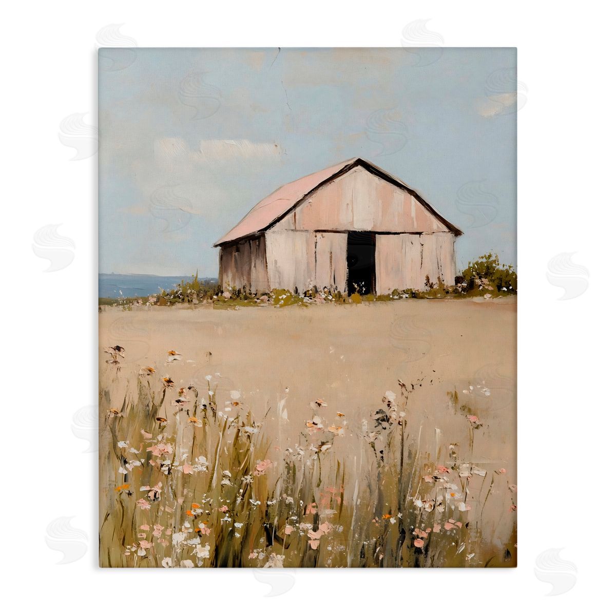 Franklyn Gregory Pretty Pink Barn Landscape Canvas Wall Art Print