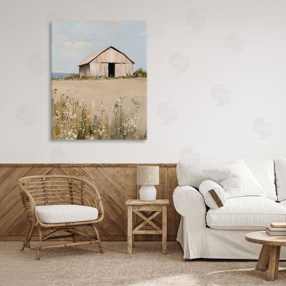 Franklyn Gregory Pretty Pink Barn Landscape Canvas Art on Wall