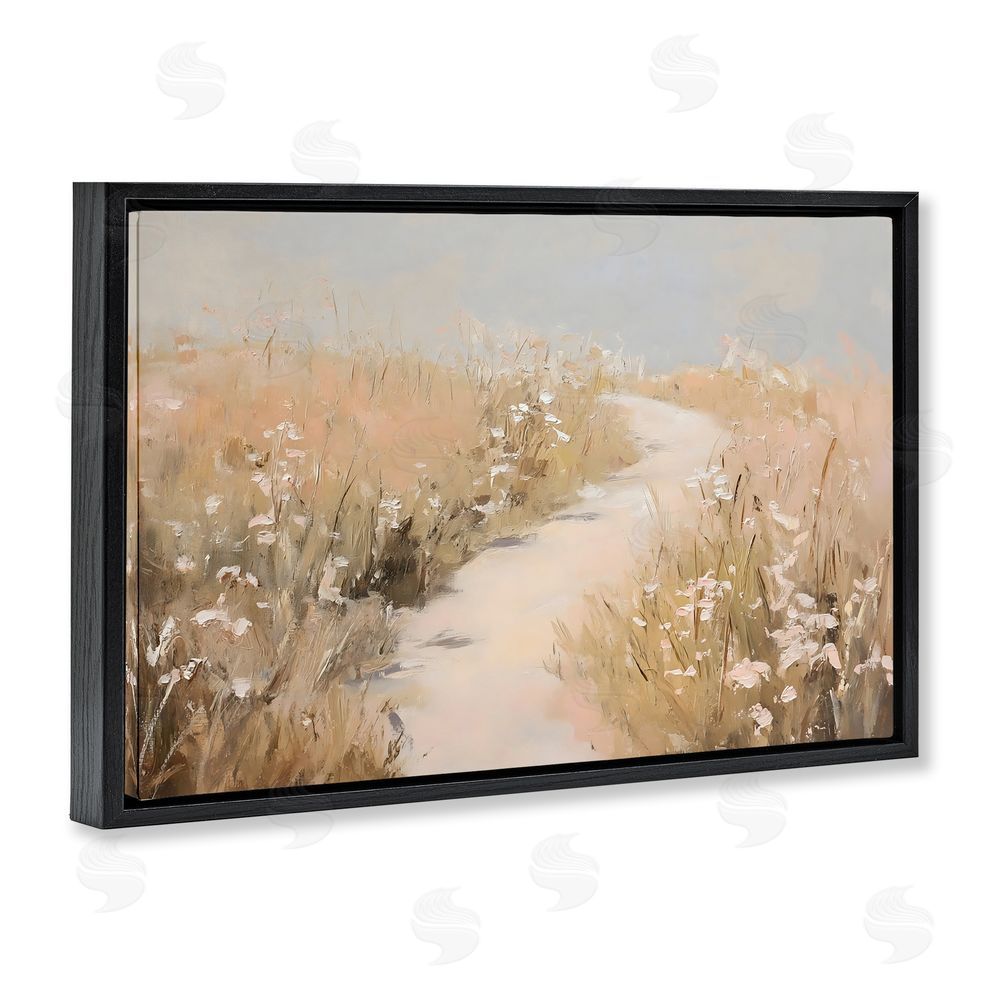 Franklyn Gregory White Wildflower Path Black Floating Frame Canvas Wall Art Print