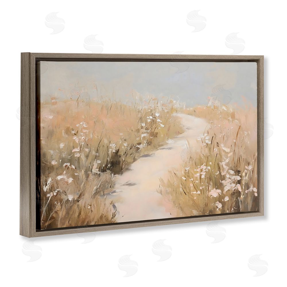 Franklyn Gregory White Wildflower Path Brown Floating Frame Canvas Wall Art Print