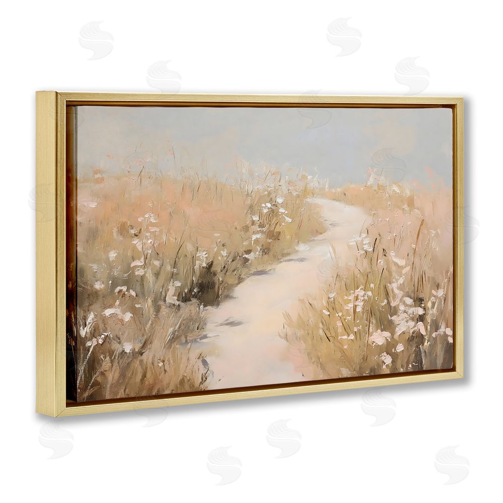 Franklyn Gregory White Wildflower Path Gold Floating Frame Canvas Wall Art Print
