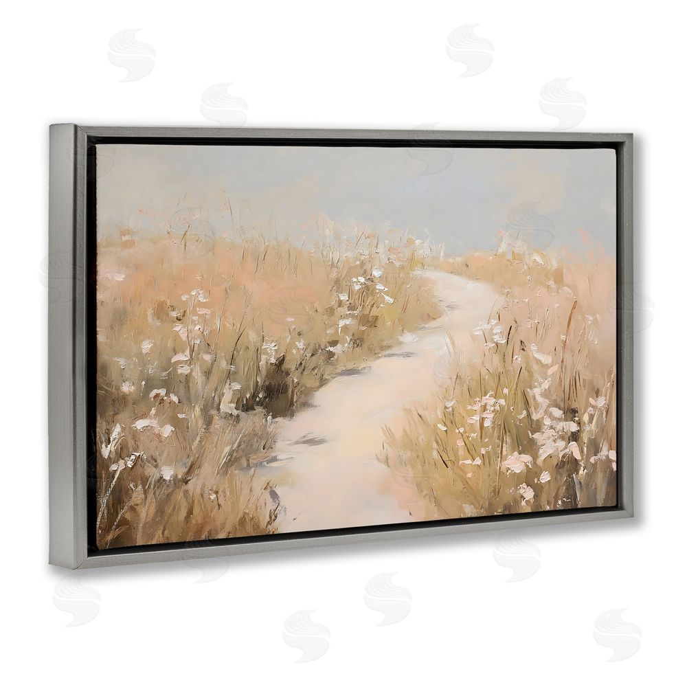 Franklyn Gregory White Wildflower Path Gray Floating Frame Canvas Wall Art Print