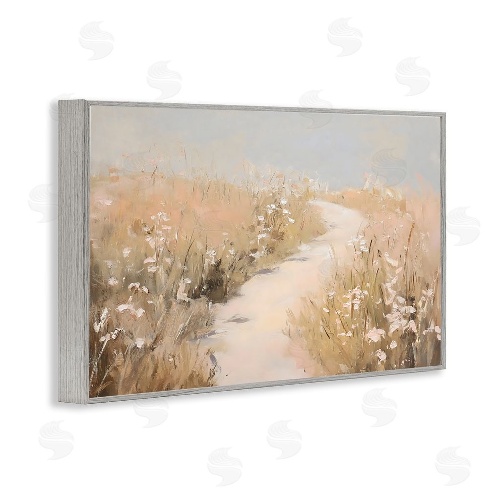 Franklyn Gregory White Wildflower Path Gray Framed Giclee Wall Art Print