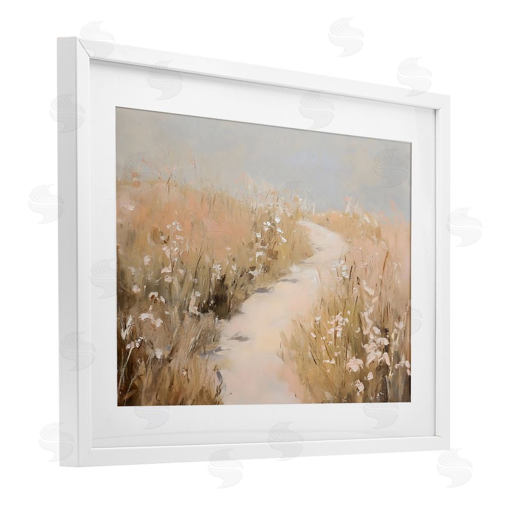 Franklyn Gregory White Wildflower Path White Framed Print Under Glass with Mat Wall Art