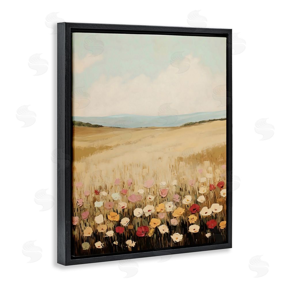 Franklyn Gregory Wildflower Dream Field Black Floating Frame Canvas Wall Art Print