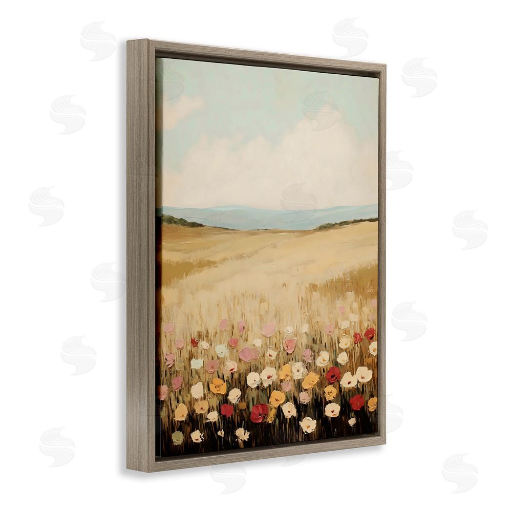 Franklyn Gregory Wildflower Dream Field Brown Floating Frame Canvas Wall Art Print