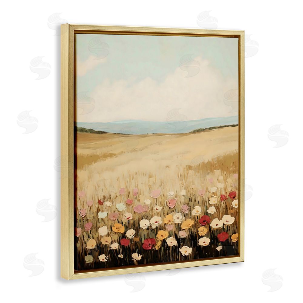 Franklyn Gregory Wildflower Dream Field Gold Floating Frame Canvas Wall Art Print