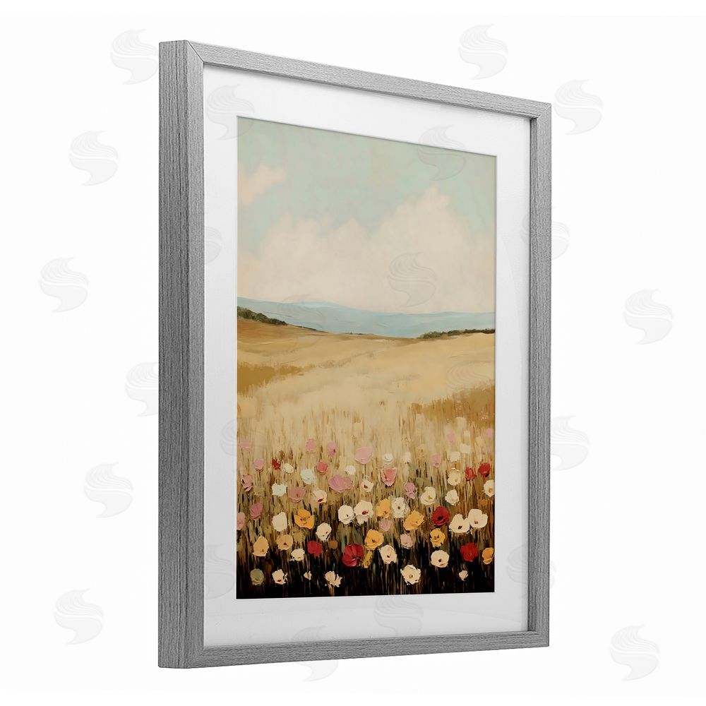 Franklyn Gregory Wildflower Dream Field Gray Framed Print Under Glass with White Mat Wall Art