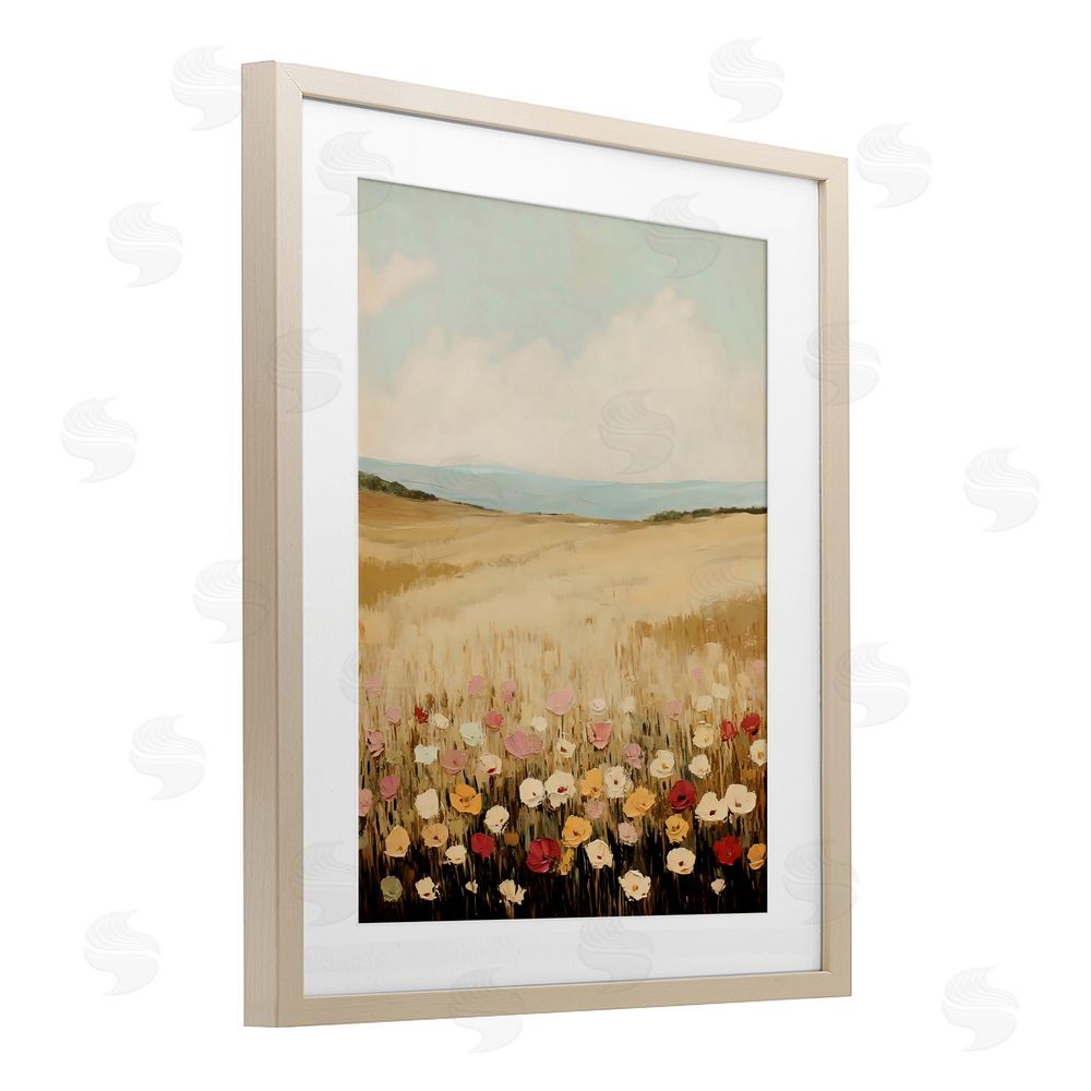 Franklyn Gregory Wildflower Dream Field Birch Framed Print Under Glass with White Mat Wall Art