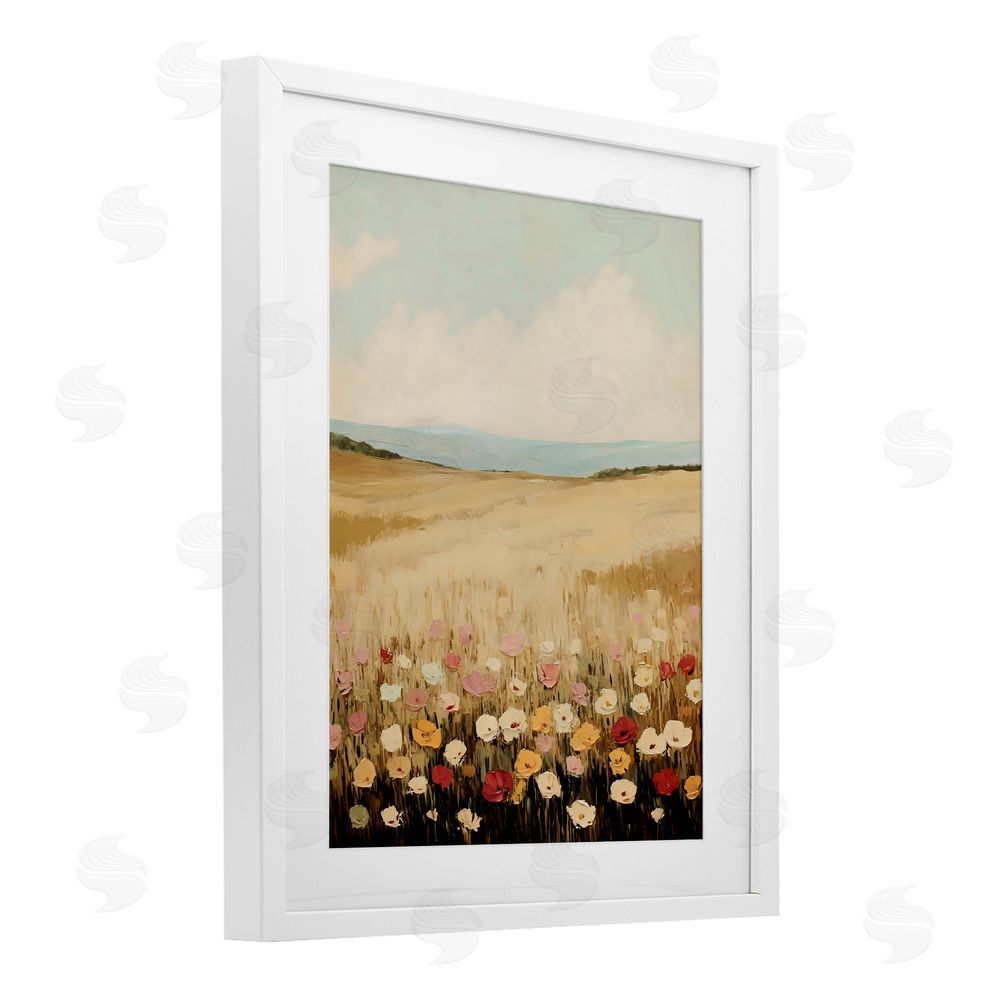 Franklyn Gregory Wildflower Dream Field White Framed Print Under Glass with Mat Wall Art