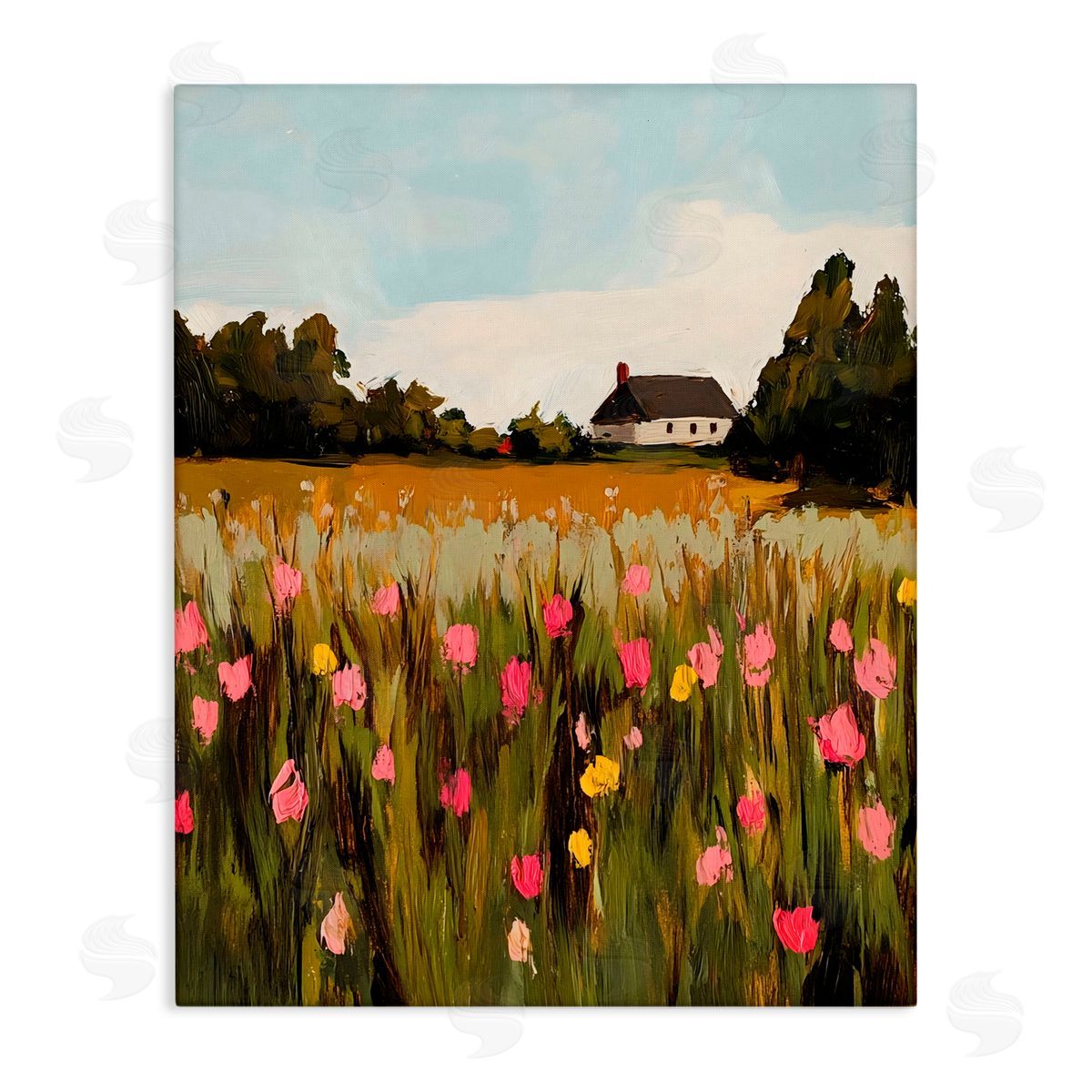 Franklyn Gregory Distant Wildflower Cottage Canvas Wall Art Print