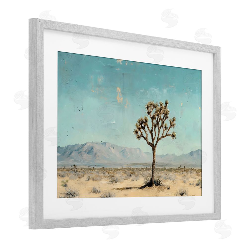 Franklyn Gregory Stretch Of Desert Expanse Gray Framed Print Under Glass with White Mat Wall Art