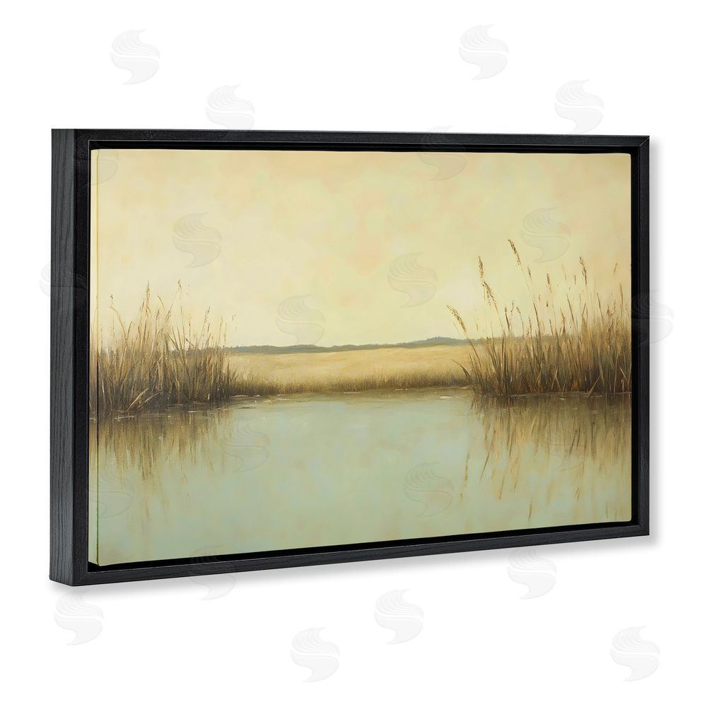 Franklyn Gregory Reeds Along The River Black Floating Frame Canvas Wall Art Print