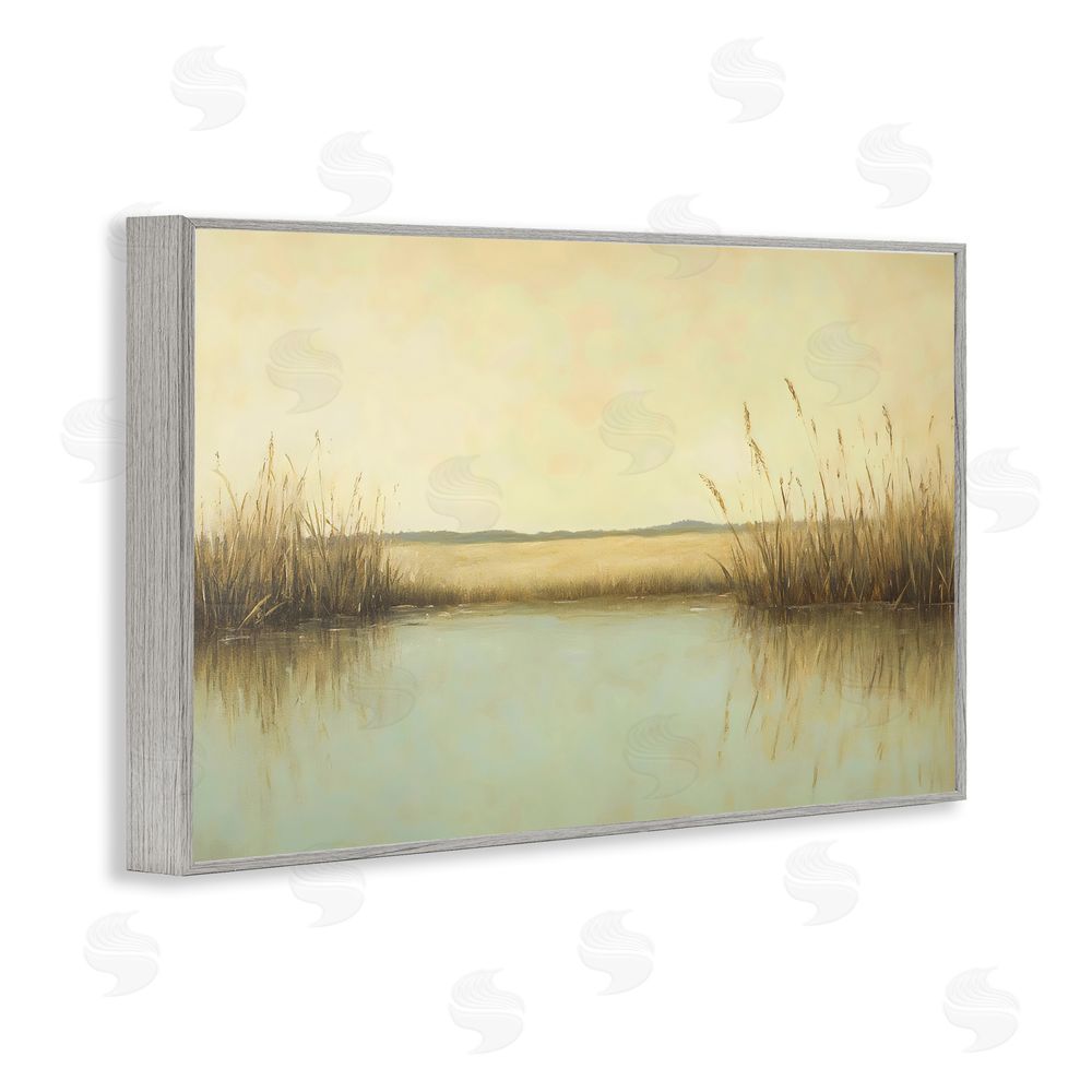 Franklyn Gregory Reeds Along The River Gray Framed Giclee Wall Art Print
