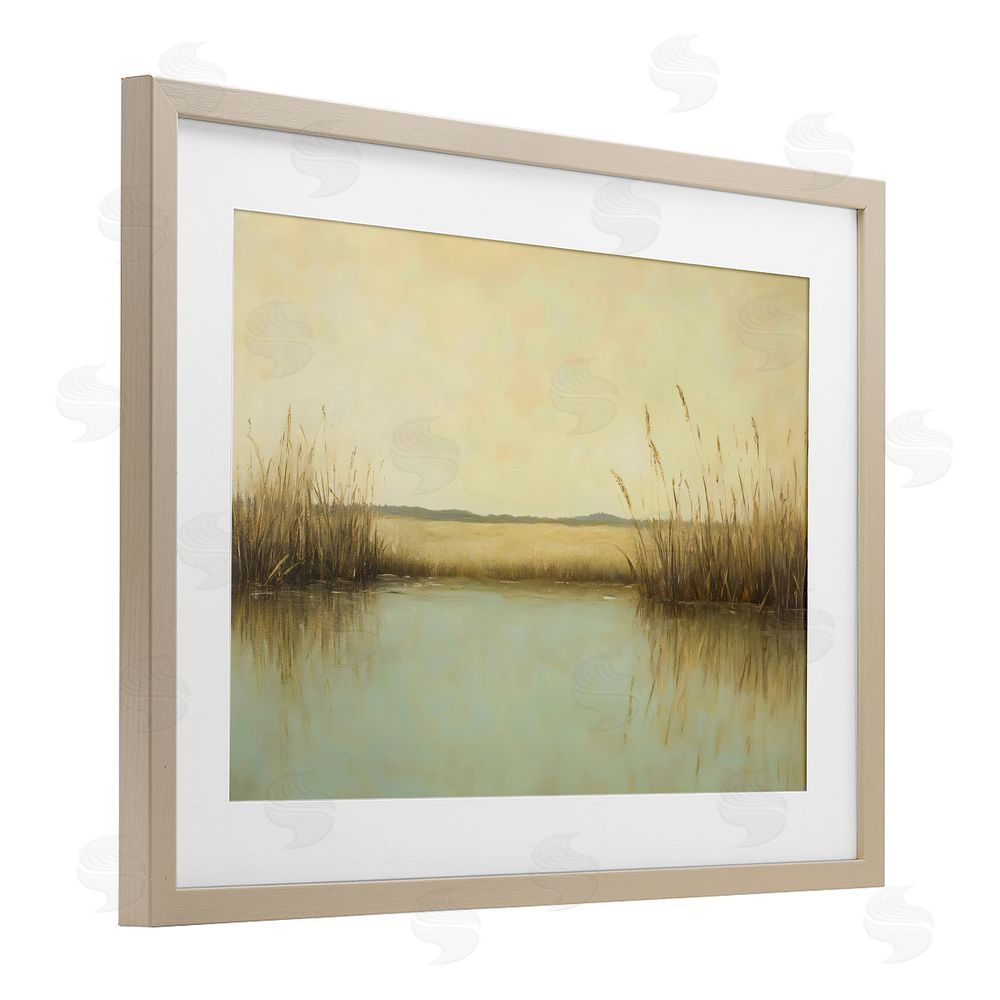 Franklyn Gregory Reeds Along The River Birch Framed Print Under Glass with White Mat Wall Art