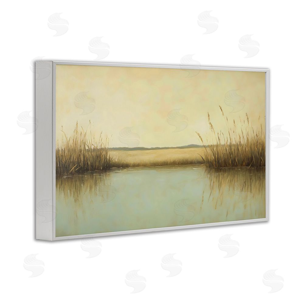 Franklyn Gregory Reeds Along The River White Framed Giclee Wall Art Print
