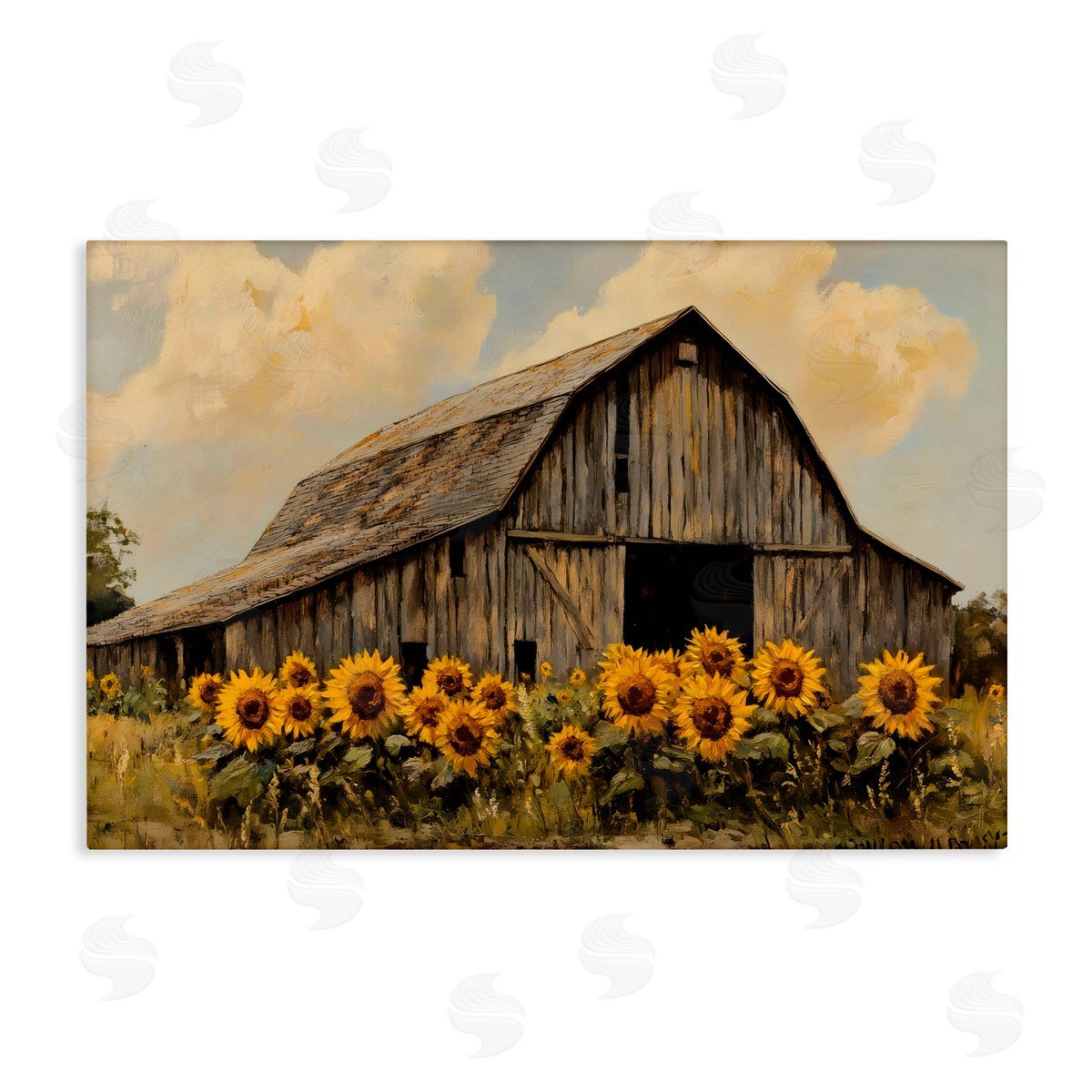 Franklyn Gregory Barn In Sunflower Field Canvas Wall Art Print