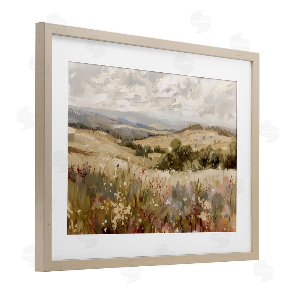 Creative Studio Golden Hour Hill Landscape Birch Framed Print Under Glass with White Mat Wall Art