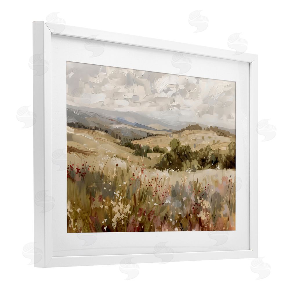 Creative Studio Golden Hour Hill Landscape White Framed Print Under Glass with Mat Wall Art
