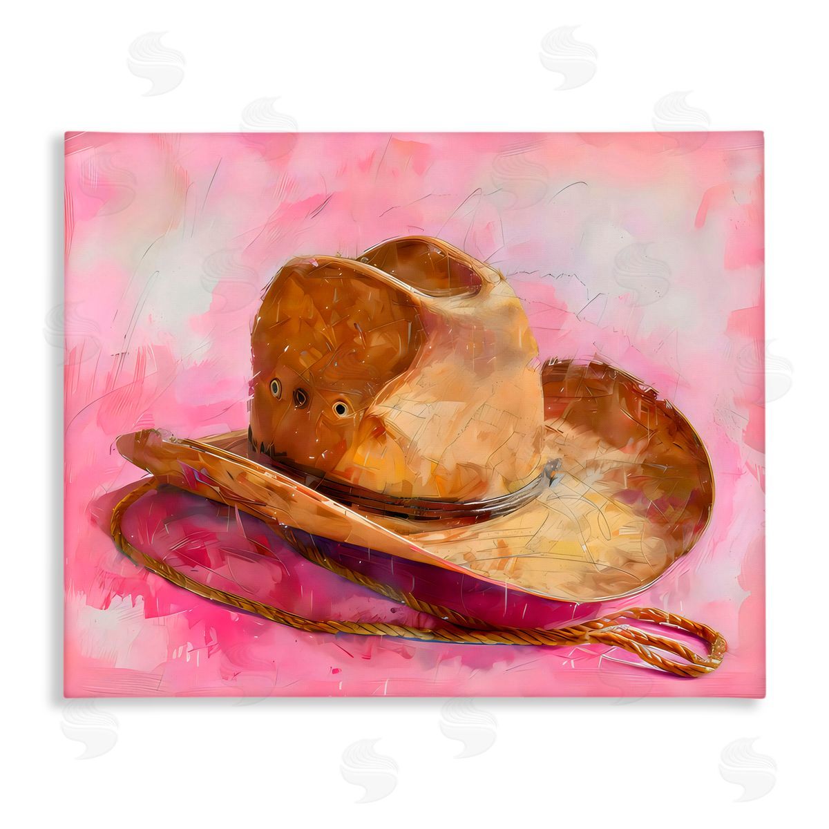 LSR Design Studio Cowgirl Hat over Pink Canvas Wall Art Print