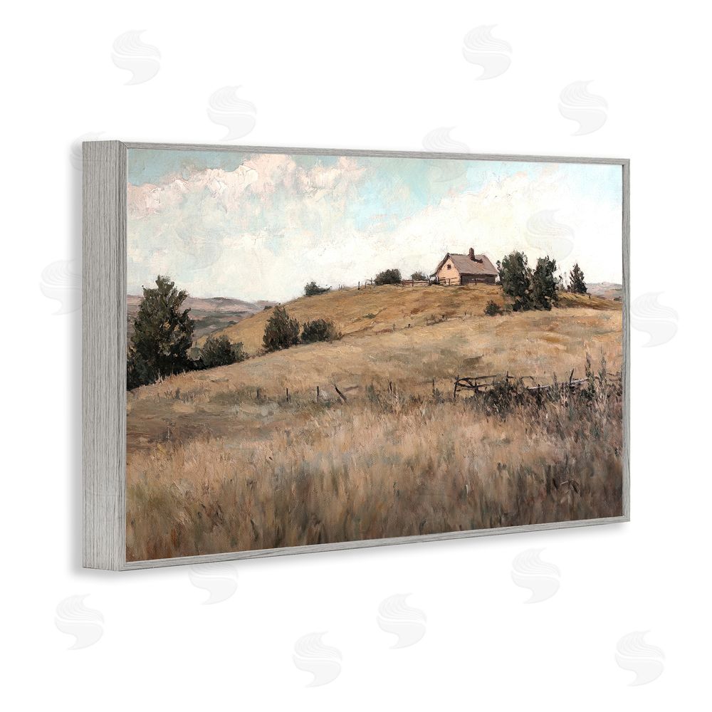 Petal Prints Design Western Landscape Rolling Hill Gray Framed Giclee Wall Art Print