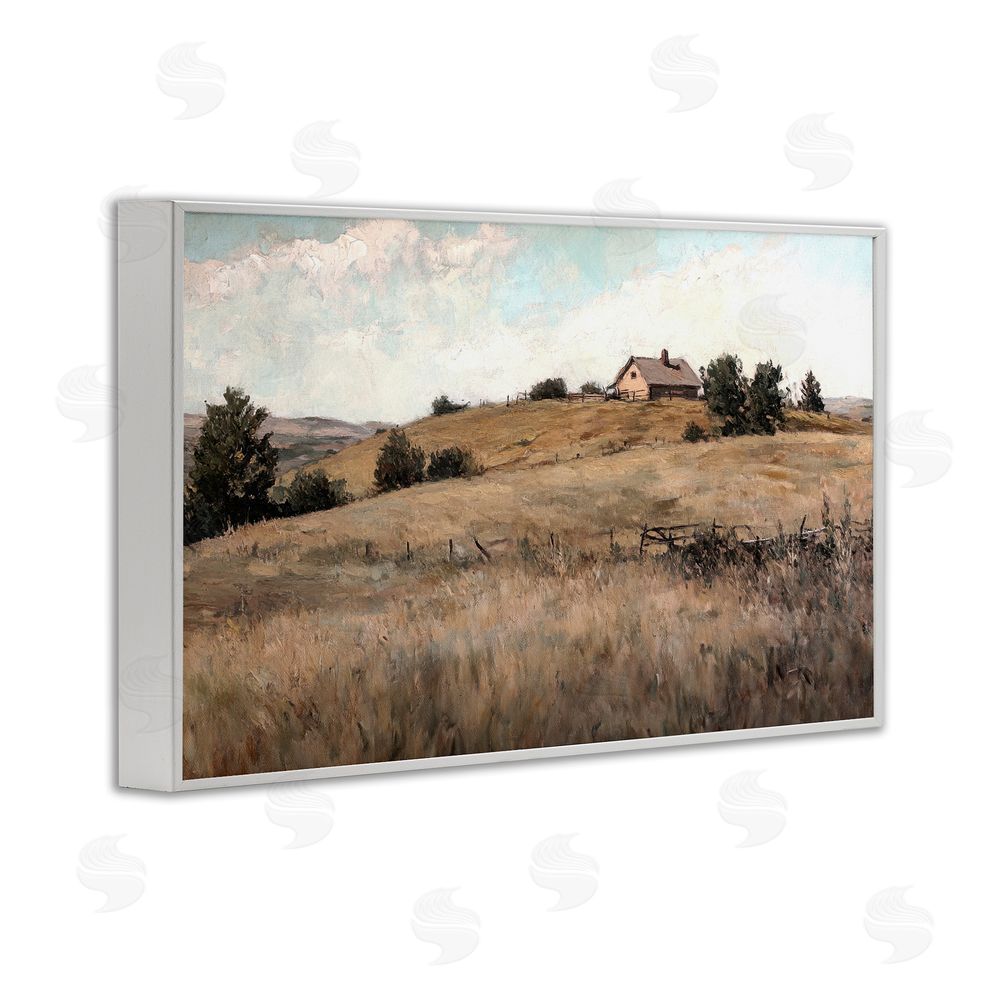 Petal Prints Design Western Landscape Rolling Hill White Framed Giclee Wall Art Print