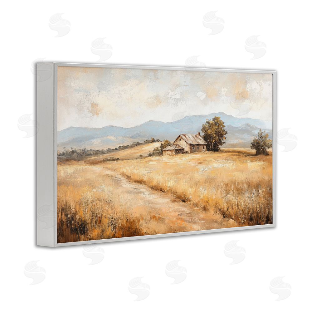 Petal Prints Design Western Landscape Open Field White Framed Giclee Wall Art Print
