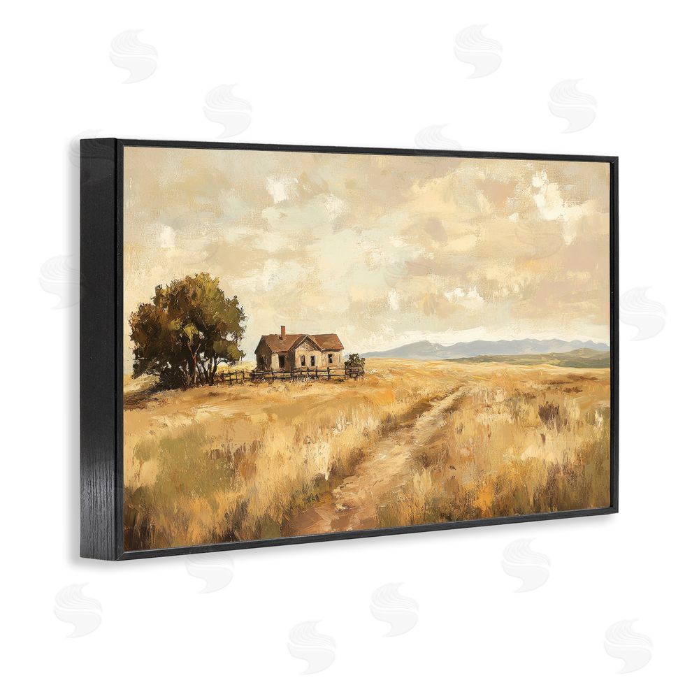 Petal Prints Design Western Landscape Farmhouse Hill Black Framed Giclee Wall Art Print
