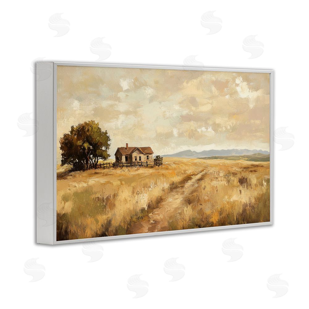 Petal Prints Design Western Landscape Farmhouse Hill White Framed Giclee Wall Art Print