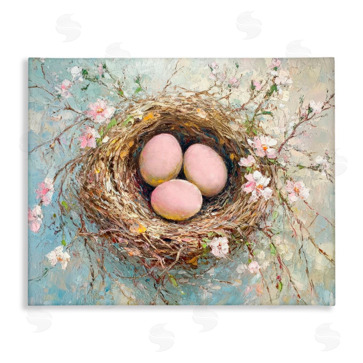 Petal Prints Design Pink Easter Egg Nest Canvas Wall Art Print