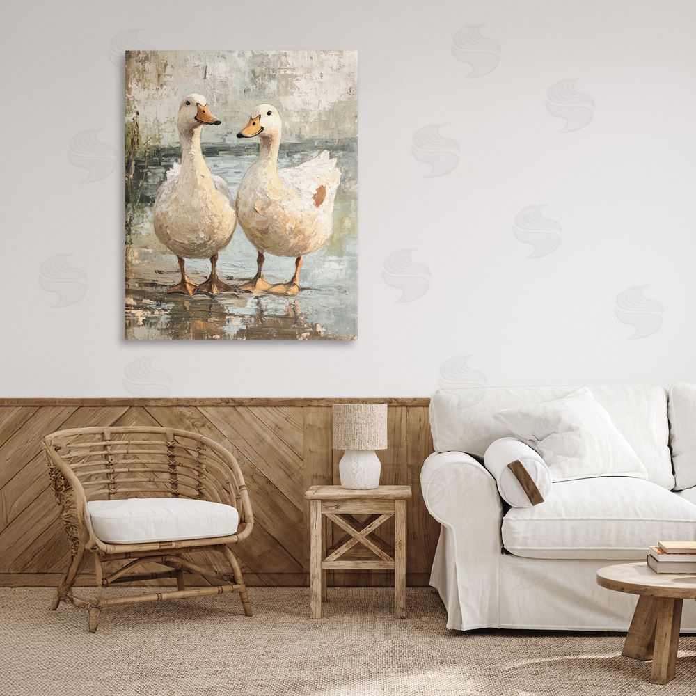 Petal Prints Design Partner Ducks Abstract Pond Canvas Art on Wall