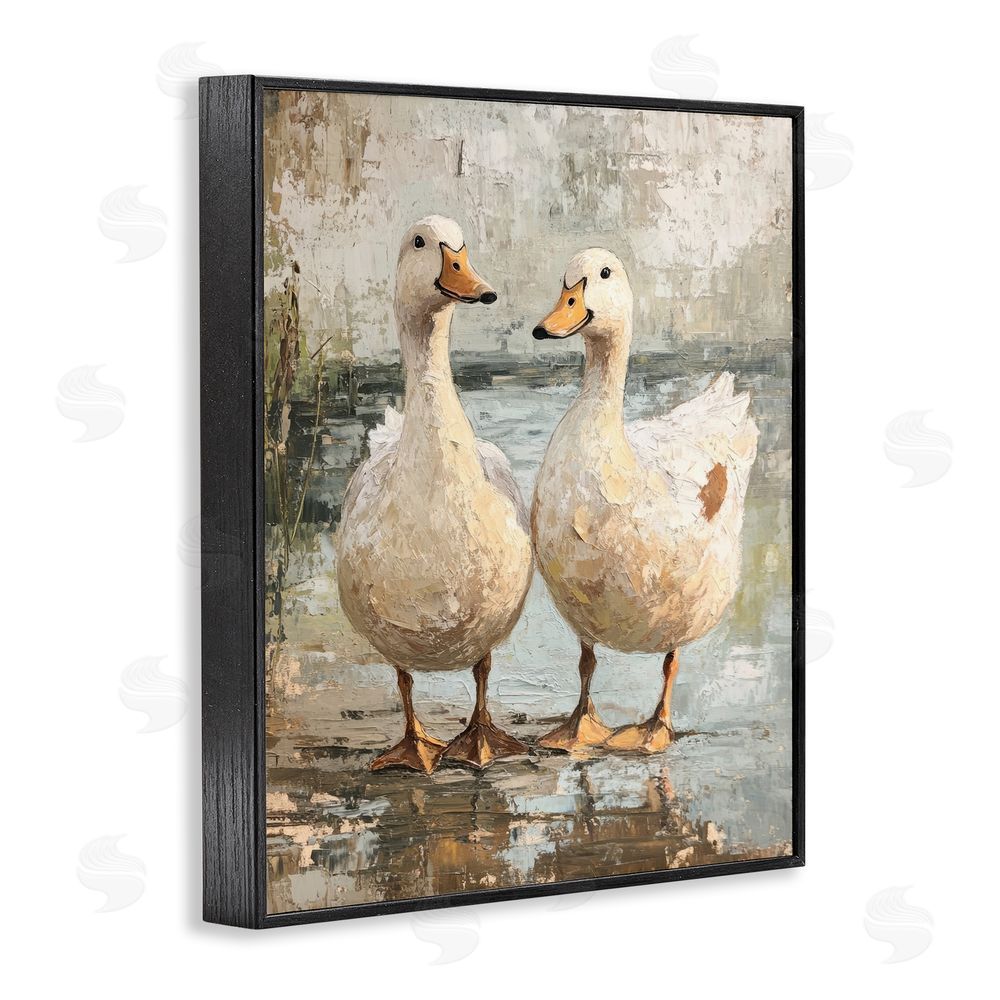 Petal Prints Design Partner Ducks Abstract Pond Black Framed Giclee Wall Art Print