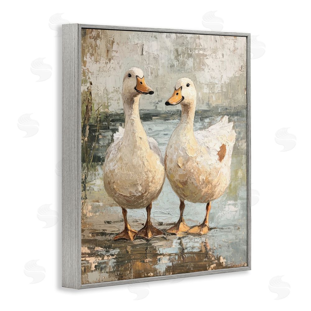 Petal Prints Design Partner Ducks Abstract Pond Gray Framed Giclee Wall Art Print