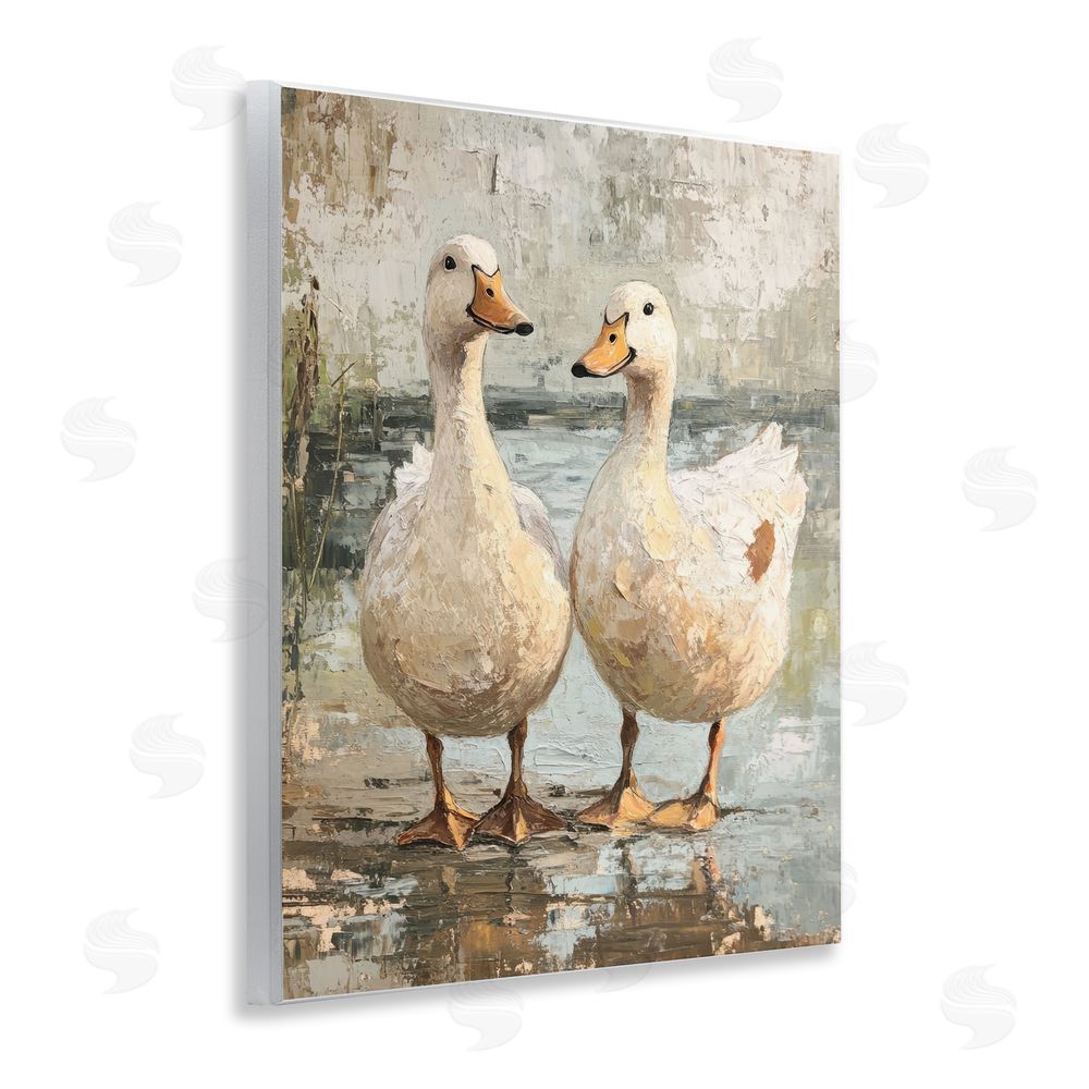 Petal Prints Design Partner Ducks Abstract Pond Wall Plaque Art Print