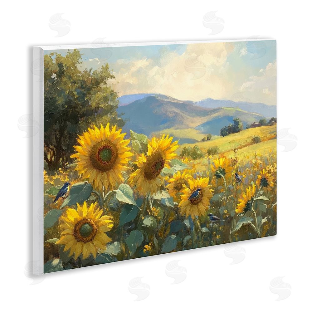Petal Prints Design Sunflower Dream Distant Mountains Wall Plaque Art Print