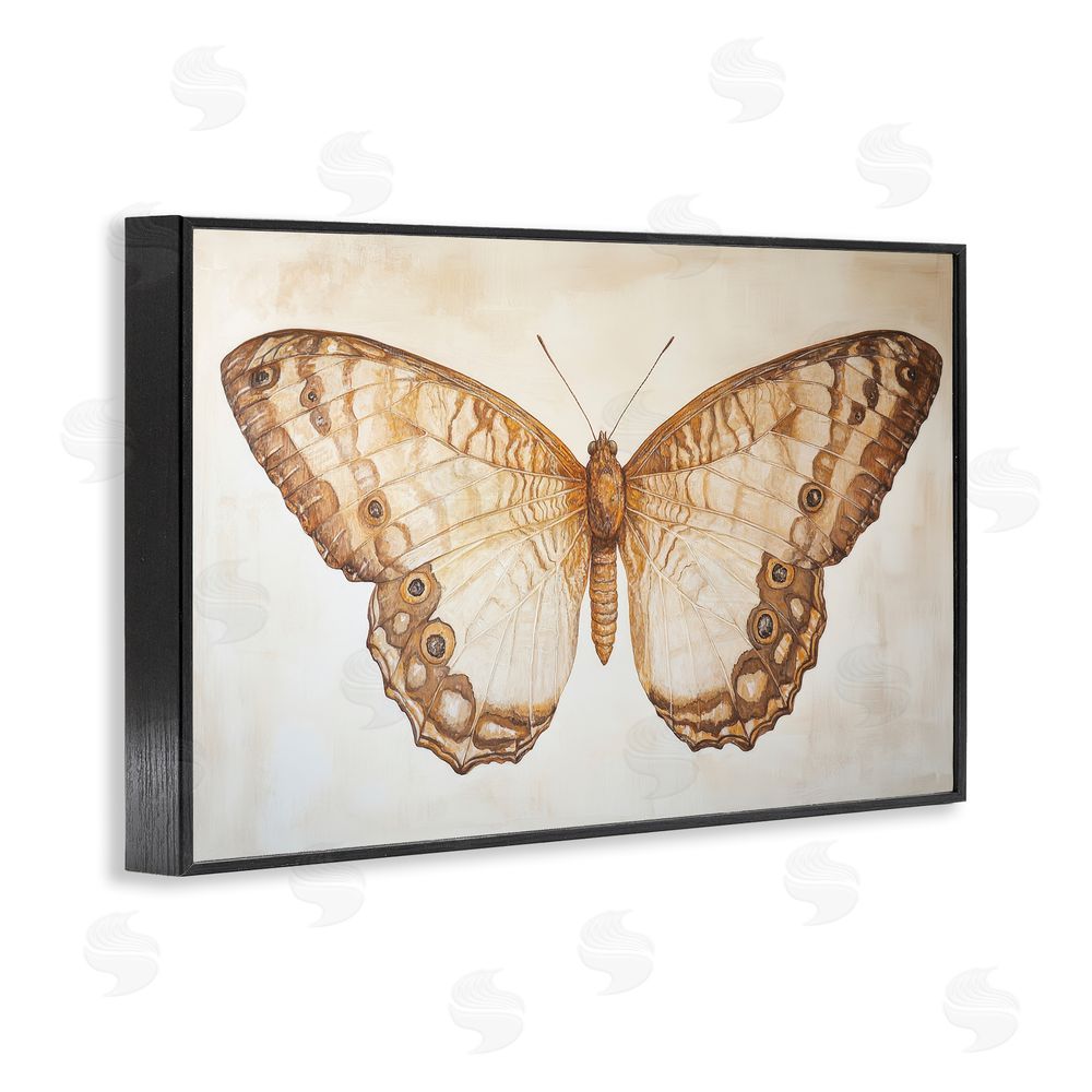 Petal Prints Design Vintage Sepia Moth Illustration Black Framed Giclee Wall Art Print