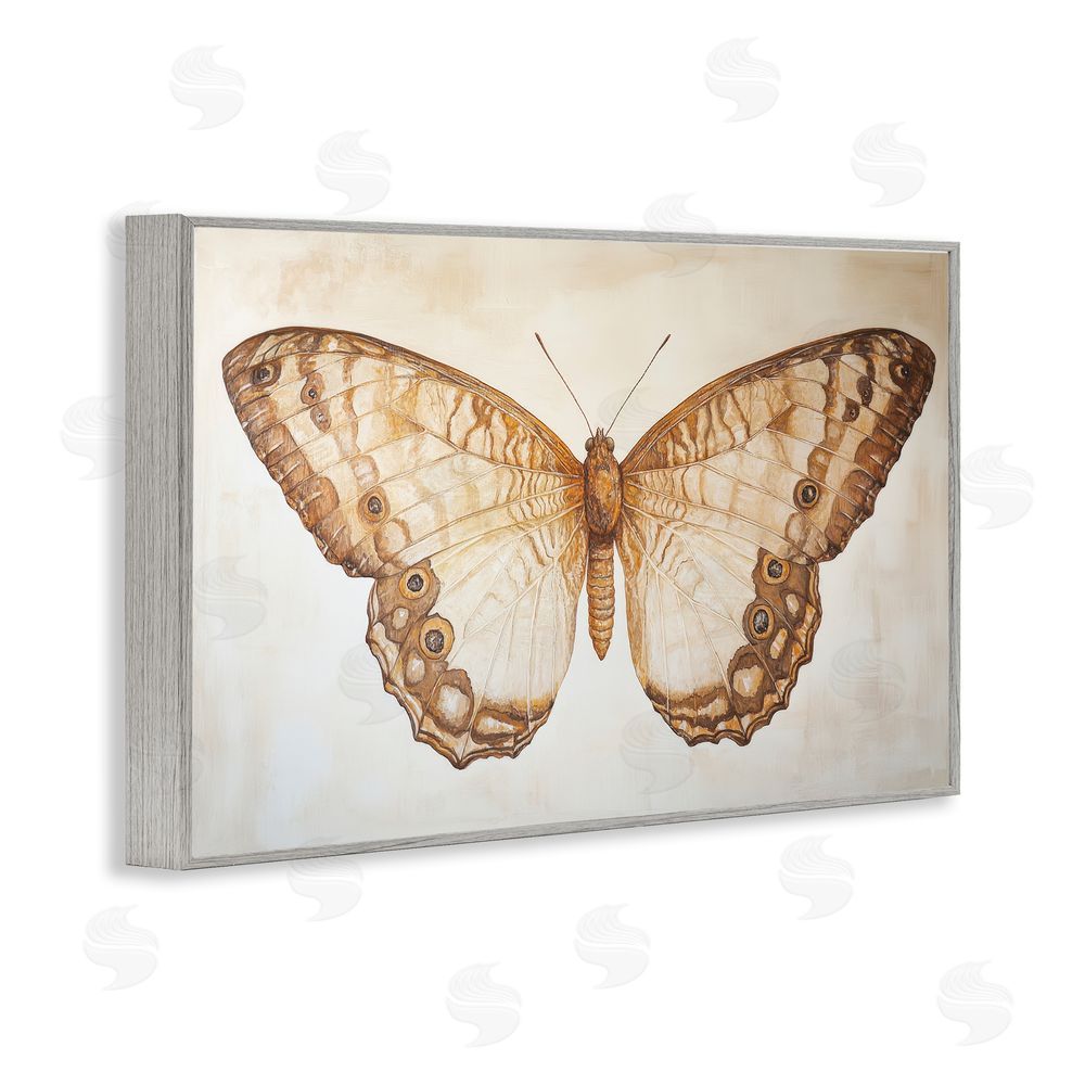 Petal Prints Design Vintage Sepia Moth Illustration Gray Framed Giclee Wall Art Print