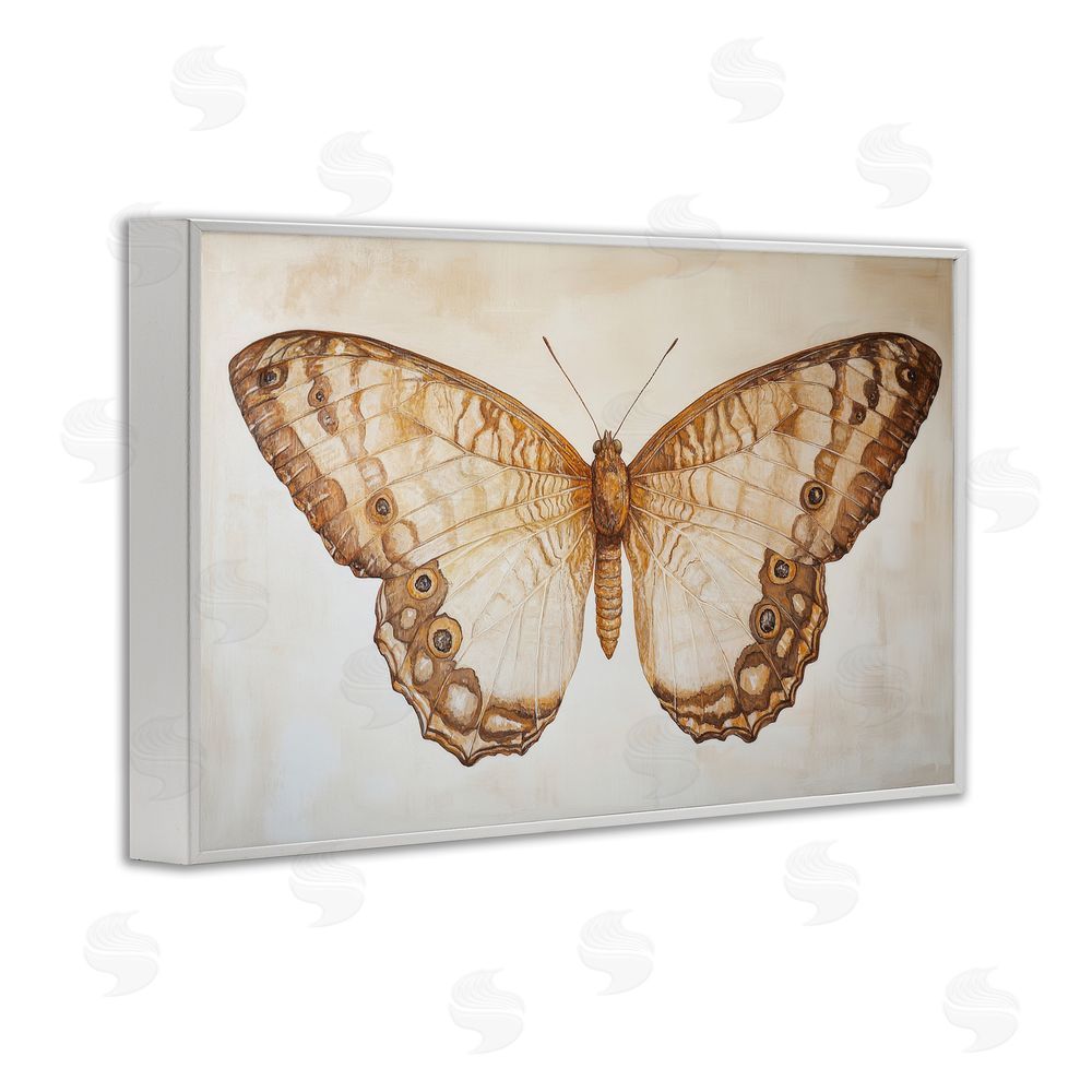 Petal Prints Design Vintage Sepia Moth Illustration White Framed Giclee Wall Art Print