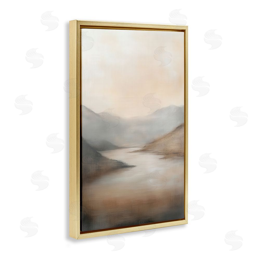 Petal Prints Design Formed by Mountains Landscape Gold Floating Frame Canvas Wall Art Print