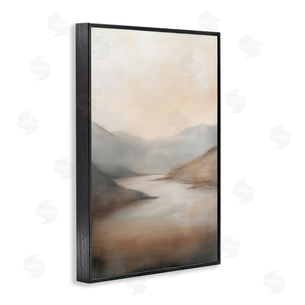 Petal Prints Design Formed by Mountains Landscape Black Framed Giclee Wall Art Print