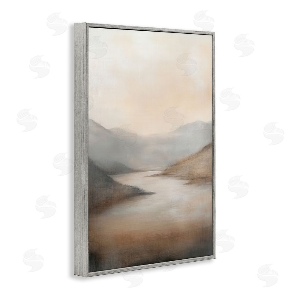Petal Prints Design Formed by Mountains Landscape Gray Framed Giclee Wall Art Print