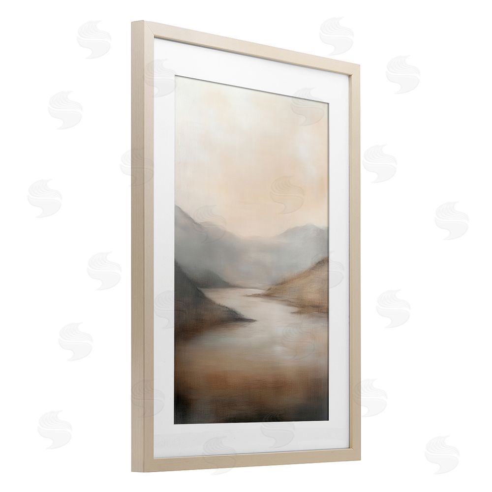 Petal Prints Design Formed by Mountains Landscape Birch Framed Print Under Glass with White Mat Wall Art