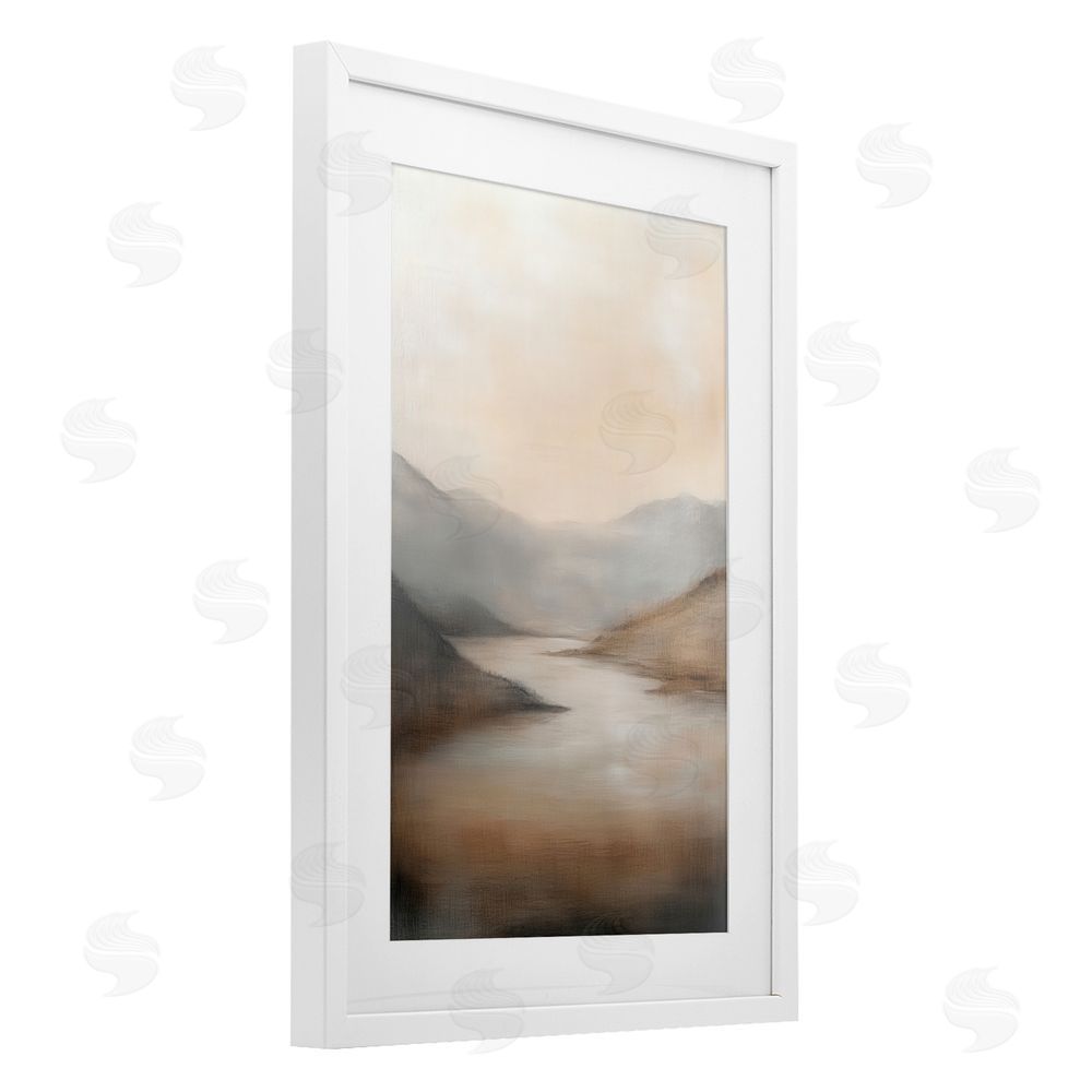 Petal Prints Design Formed by Mountains Landscape White Framed Print Under Glass with Mat Wall Art