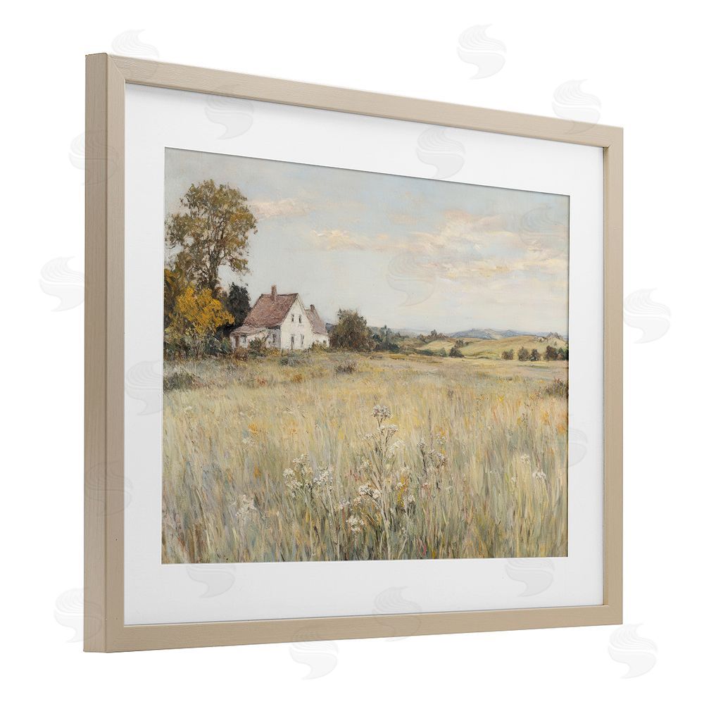 Petal Prints Design Country Living Farm House Birch Framed Print Under Glass with White Mat Wall Art