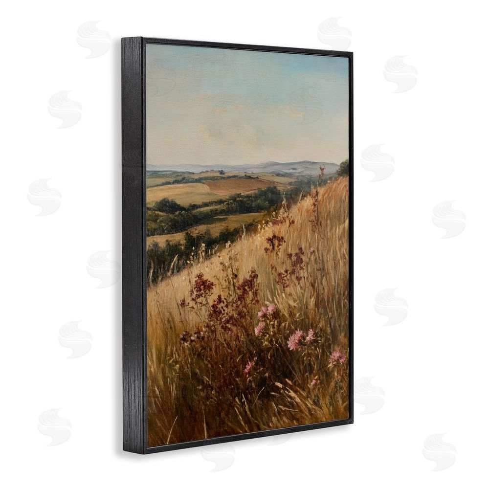 Petal Prints Design Simplistic Places Countryside Hill Black Framed Giclee Wall Art Print
